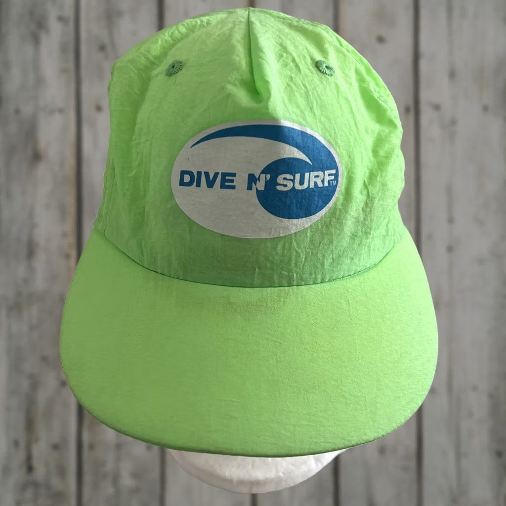 Vintage VINTAGE Dive N Surf Baseball Cap Mens Adjustable Nylon Hat Green 1990 Redondo Beach Beach Theme Summer One Size Size ONE SIZE - 1 Thumbnail
