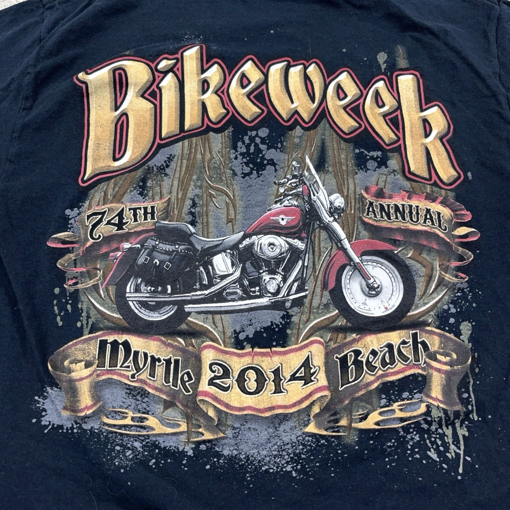 Gildan Vintage Gildan Bike Week Shirt Men M Black Cotton Graphic Print 80s Beach Biker Motorcycle Logo USA Rock Retro Skull Tattoo Tie-Dye? Size US M / EU 48-50 / 2 - 7 Thumbnail