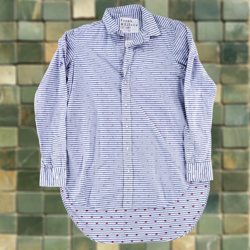Frank & Eileen Frank & Eileen Grayson Boyfriend Button Up Shirt Embroidered Anchor Womens L Blue Shirt Size L / US 10 / IT 46 - 1 Thumbnail