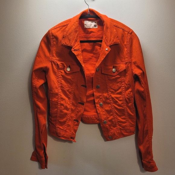 Rag Bone Bright Neon Orange Denim Jacket Size M