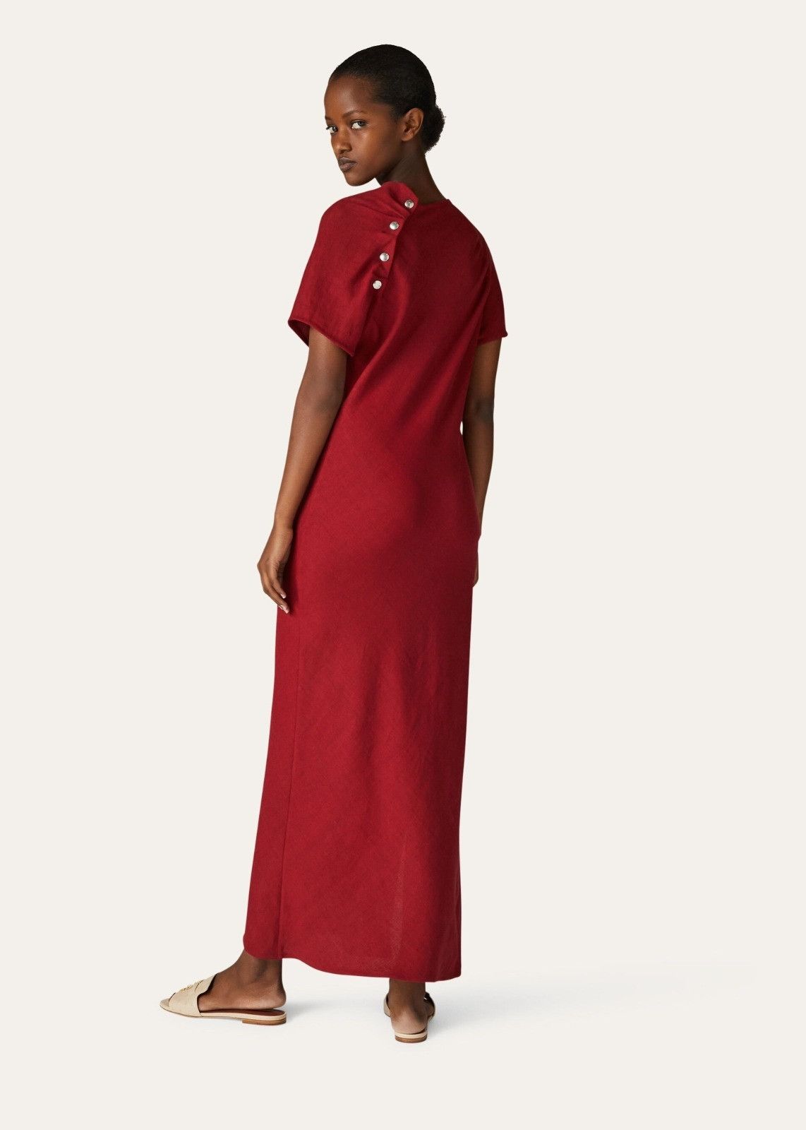 Loro Piana o1srvl11e0824 Aina Summer Linen Crepe Maxi Dress in Red Size M / US 6-8 / IT 42-44 - 5 Thumbnail