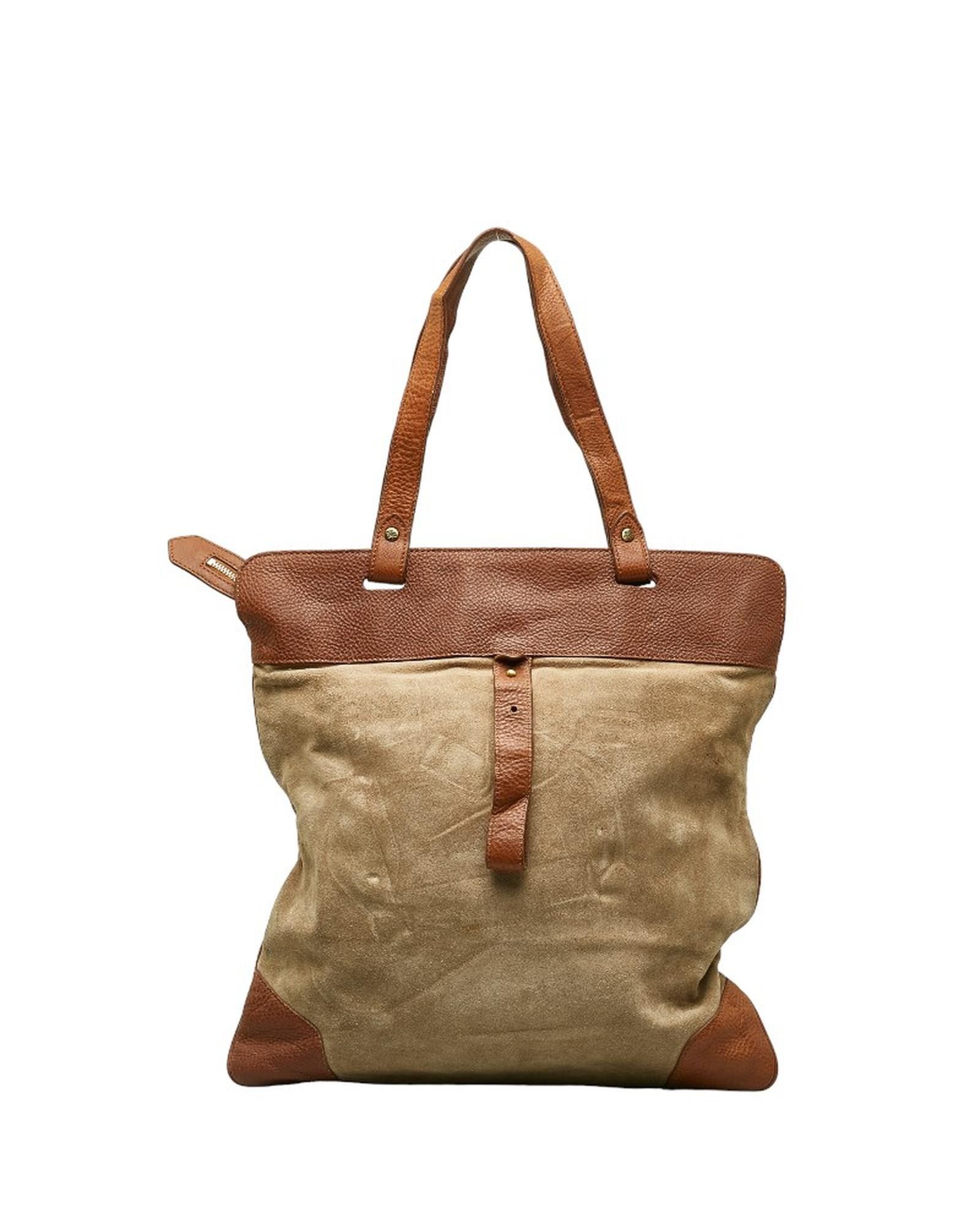 image of Burberry Leather Suede Tote Bag in Brown, Women's