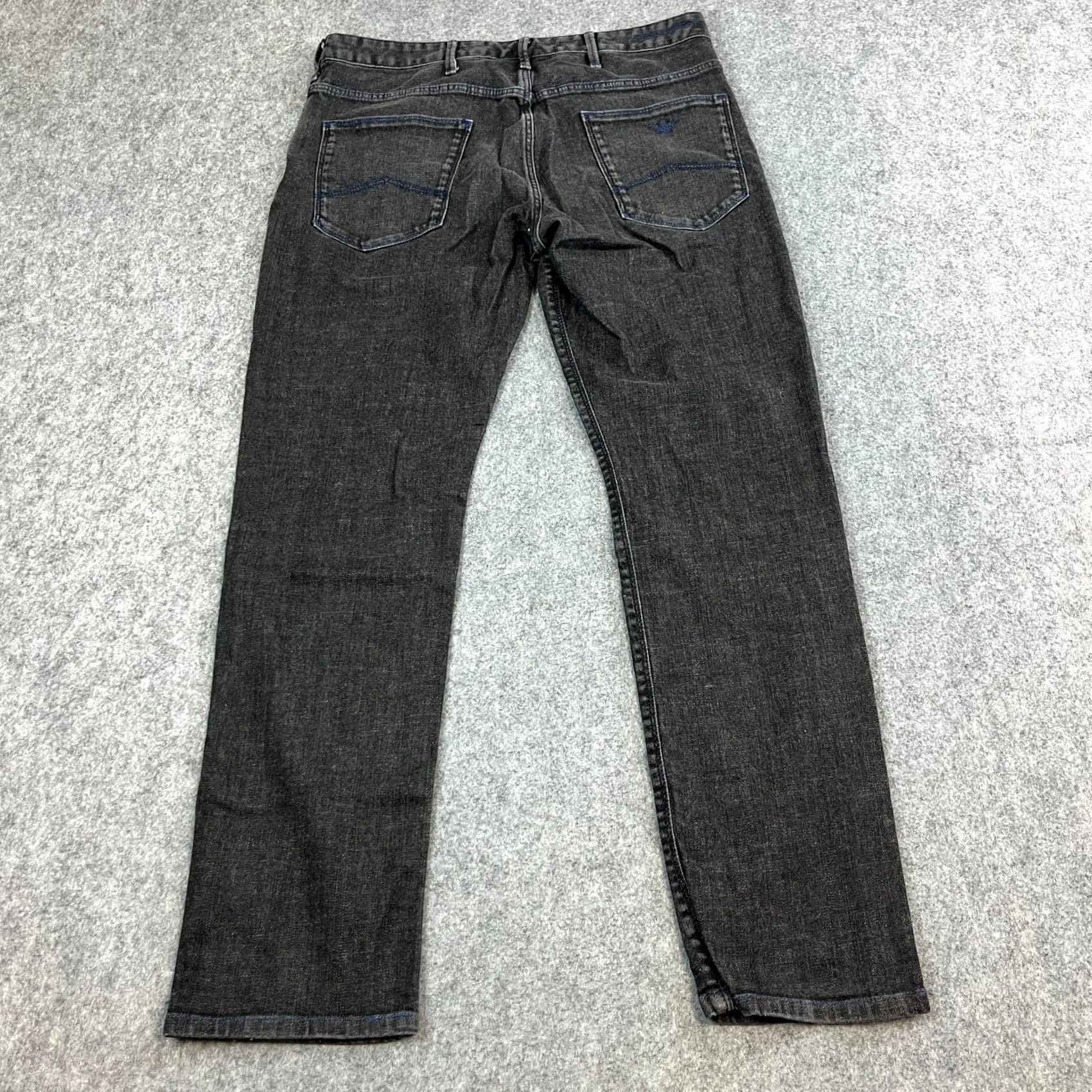Vintage Armani Jeans Jeans Slim Tapered 32 Mens Dark Black Stretch Neppy GA Size US 32 / EU 48 - 2 Thumbnail