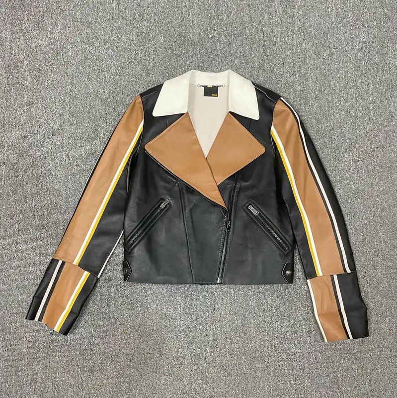 Fendi Fendi Color-Block Leather Women's Jacket 0089 Size M / US 6-8 / IT 42-44 - 1 Thumbnail