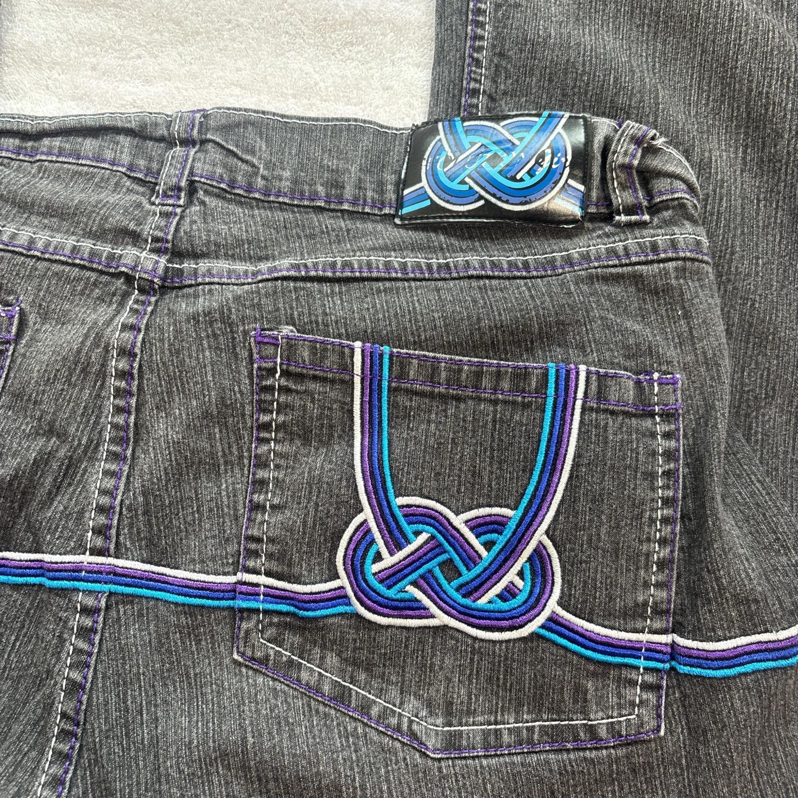 Other y2k streetwear embroidered dark wash jeans Size 34" / US 12 / IT 48 - 6 Thumbnail