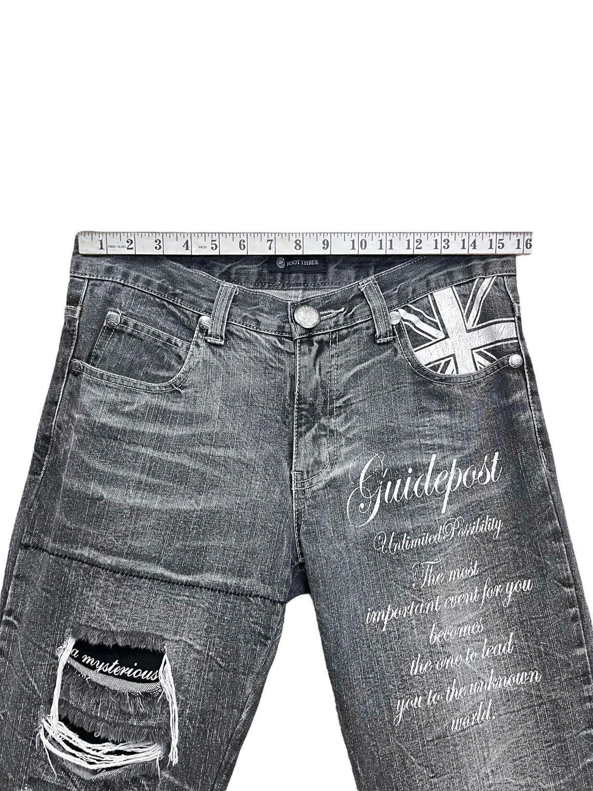 Roots ROOTTHREE Embossed SKULL BONES Grunge Ripped Punk Union Jack Size 31" - 12 Thumbnail