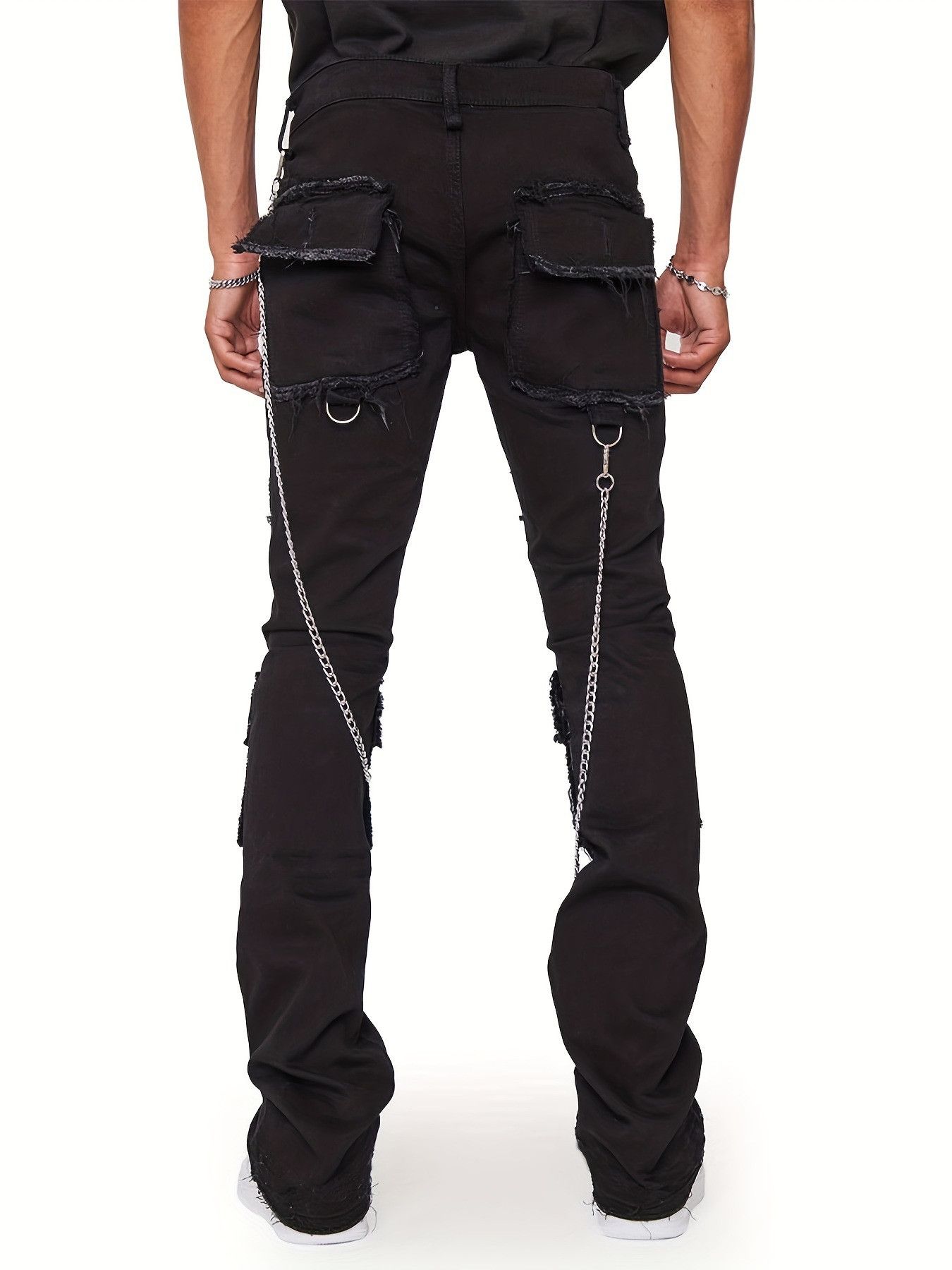 Jean Ripped Slim Leg Chain Multi Pocket Pants Size US 30 / EU 46 - 3 Thumbnail
