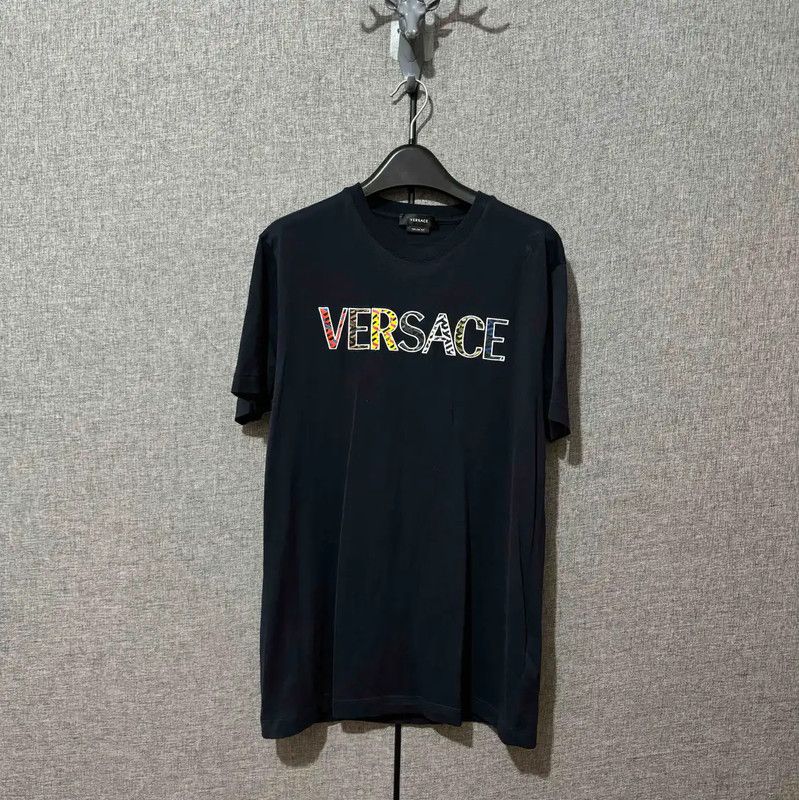 Versace Versace Men's Cotton Logo T-Shirt in Navy 0089 Size US S / EU 44-46 / 1 - 1 Thumbnail