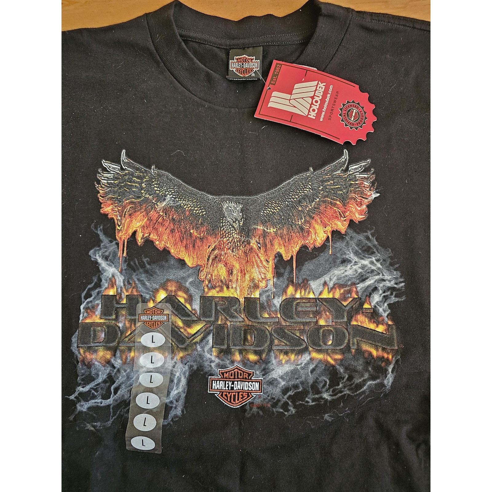 Harley Davidson Harley Davidson T-Shirt Eagle Flames Black Orange Sz L New Size US L / EU 52-54 / 3 - 2 Thumbnail