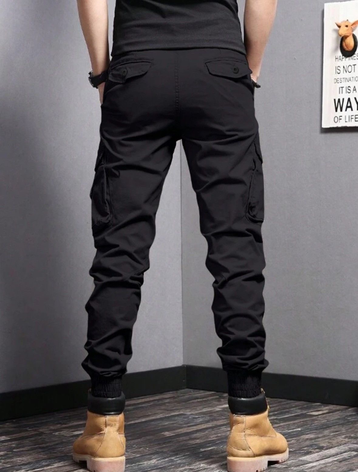 Other × Vintage Men's Black Cuffed Cargo Pants / Cargo Joggers Size US 40 / EU 56 - 2 Thumbnail