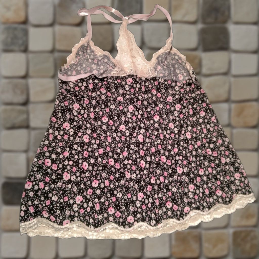 Laura Ashley Laura Ashley Tank Top Camisole Women L Black Pink Floral Lace Sleepwear Couquette Size L / US 10 / IT 46 - 1 Thumbnail