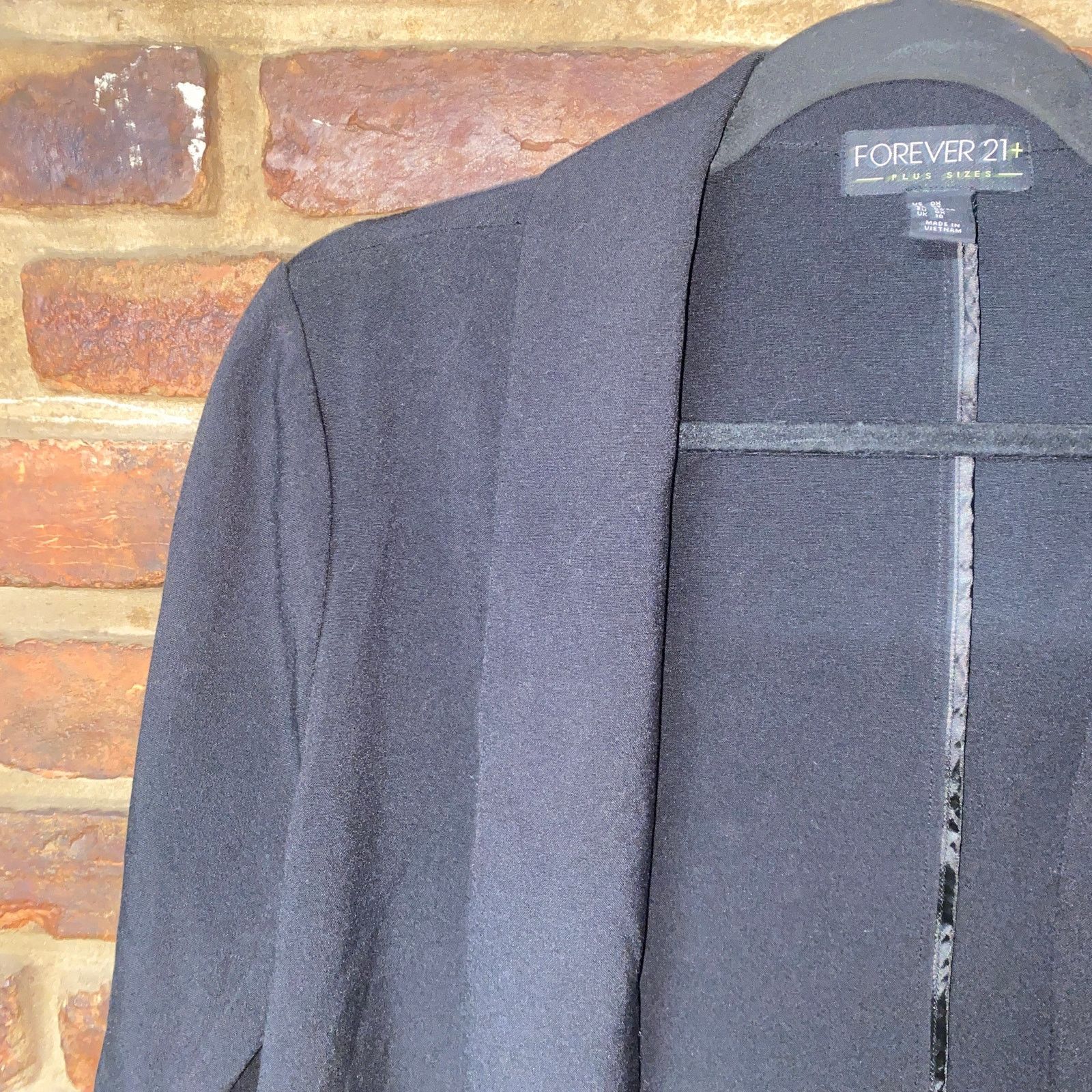 Forever 21 Forever 21 Black Open Front Long Sleeve Blazer Jacket 0X Size XL / US 12-14 / IT 48-50 - 2 Thumbnail
