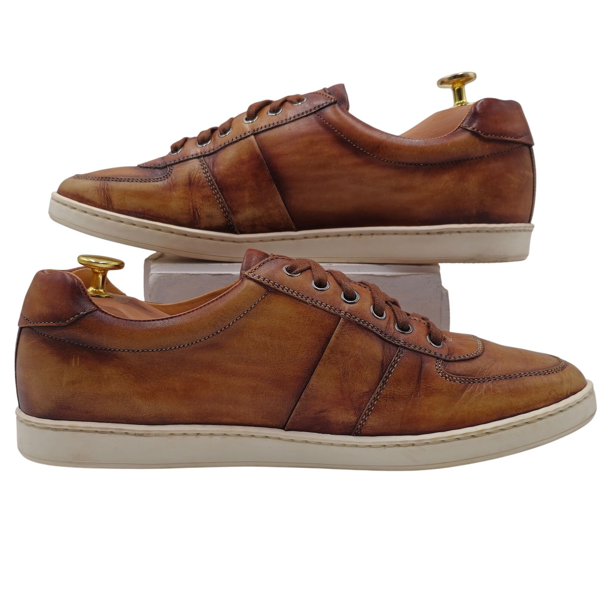 Magnanni Magnanni Spain Patina Brown Leather Fashion Sneakers Men 7.5 Size US 7.5 / EU 40-41 - 8 Thumbnail