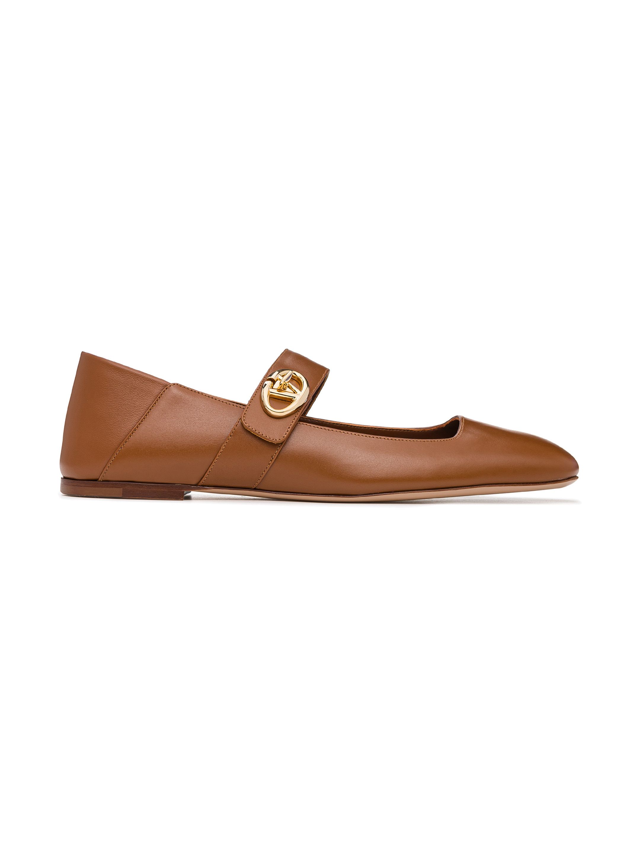 Valentino o1s22i1n0924 Vlogo Locker Mary-Jane Flats in Brown Size US 10 / IT 40 - 1 Thumbnail