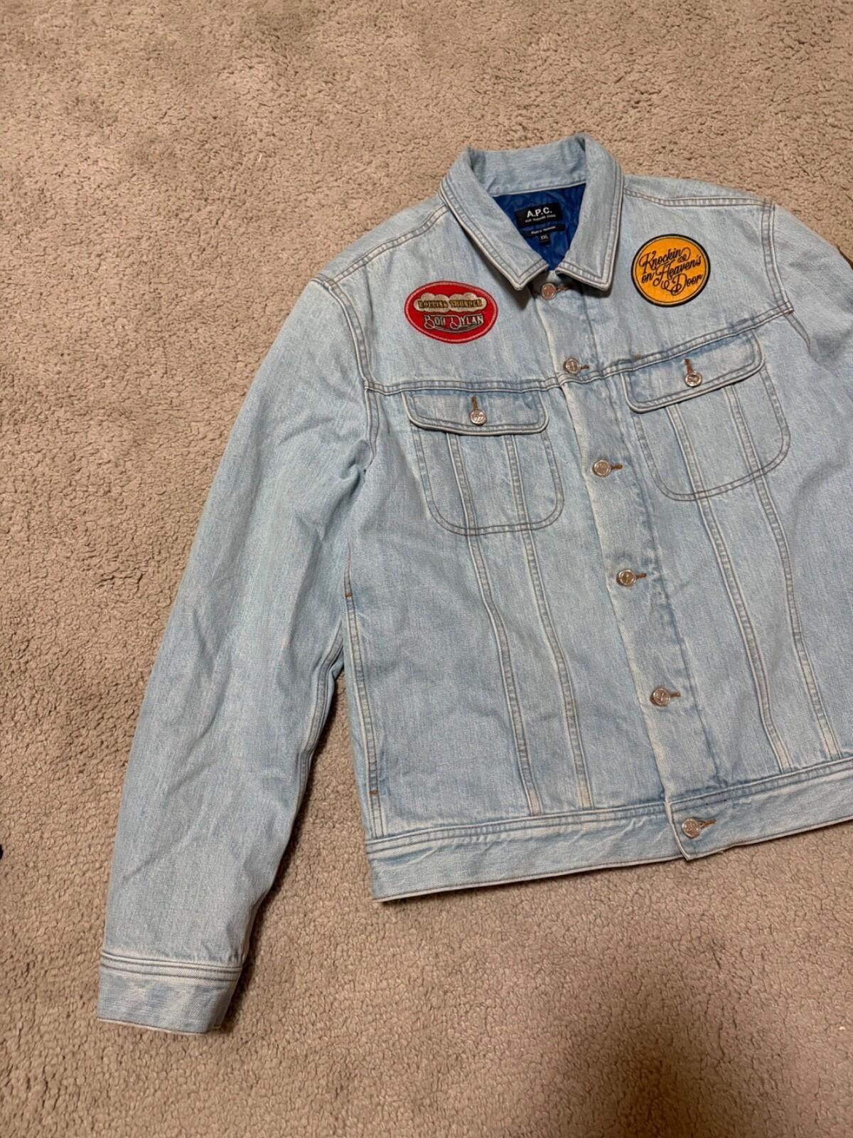 A.P.C. A.P.C. Light Wash Denim Jacket XXL Patch Trucker Jean Jacket Size US XXL / EU 58 / 5 - 2 Thumbnail