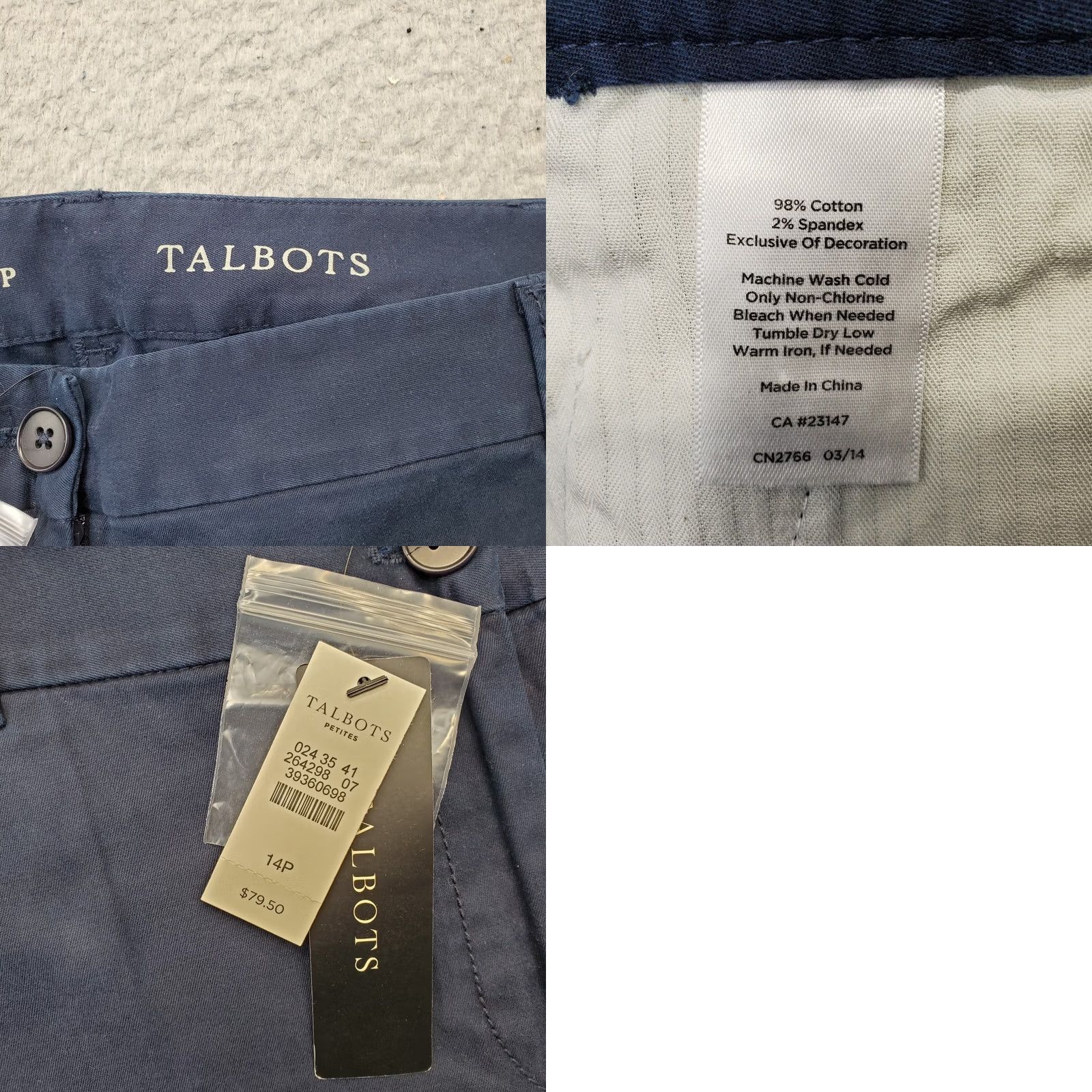 Talbots Talbots The Weekender Pants Womens 14P Navy Stretch Flat Front Straight Leg Size 36" / US 14 / IT 50 - 8 Thumbnail