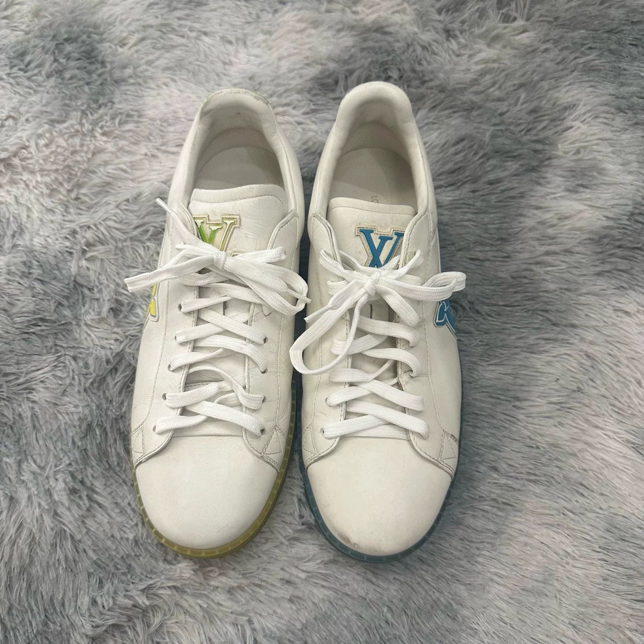 Louis Vuitton LV Monogram white blue green sneakers 7 95 New Size US 7 / EU 40 - 4 Thumbnail