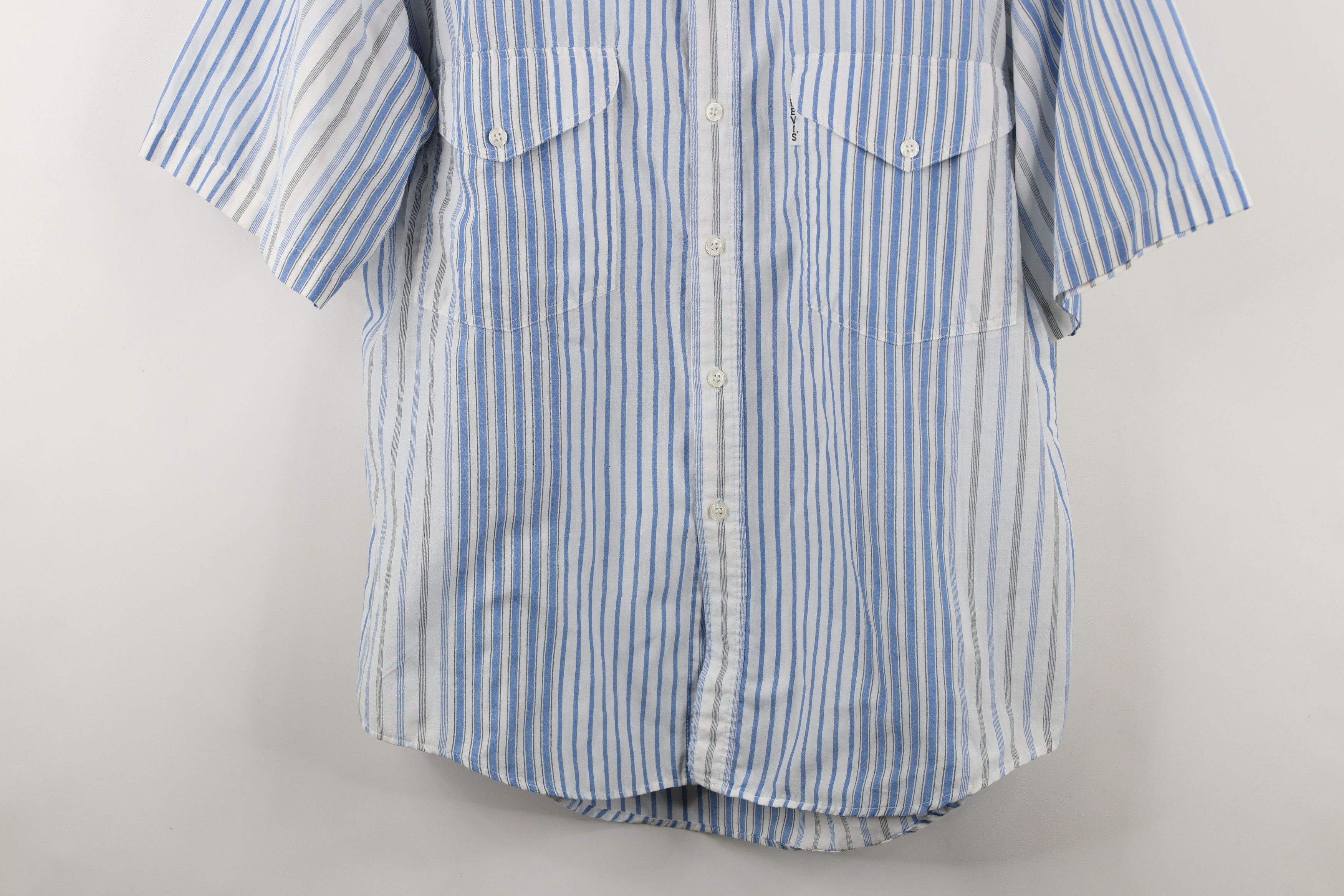 Levi's × Vintage Vintage 80s Levis Big E Block Short Sleeve Button Down Shirt Size US XL / EU 56 / 4 - 3 Thumbnail