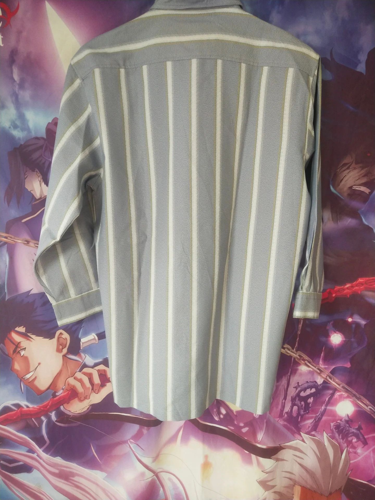 Japanese Brand Grace Recognicze Paris Grey Stripe Poly Vintage Shirt Size US M / EU 48-50 / 2 - 4 Thumbnail