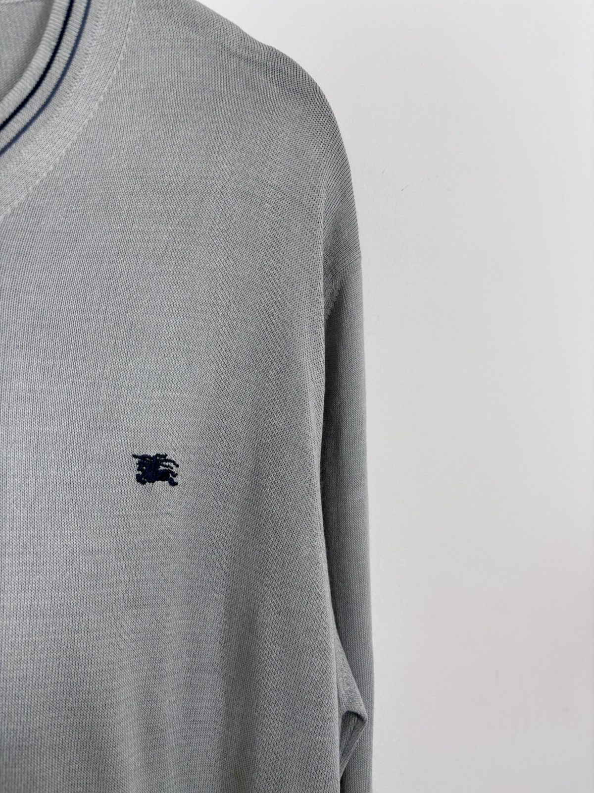 Burberry Burberry London Men’s Grey Viscose Blend V-Neck Sweater Size US M / EU 48-50 / 2 - 5 Thumbnail