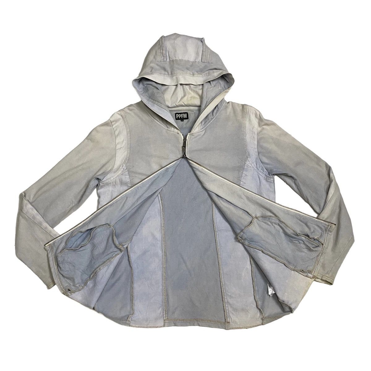Japanese Brand PPFM faded denim mix cotton hoodie jacket Size US M / EU 48-50 / 2 - 9 Thumbnail