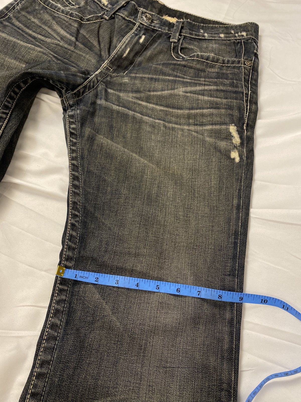 Japanese Brand ✨ Archive Monarchy Britain 🇬🇧 Flag Flared Washed Jeans Denim Size US 34 / EU 50 - 19 Thumbnail