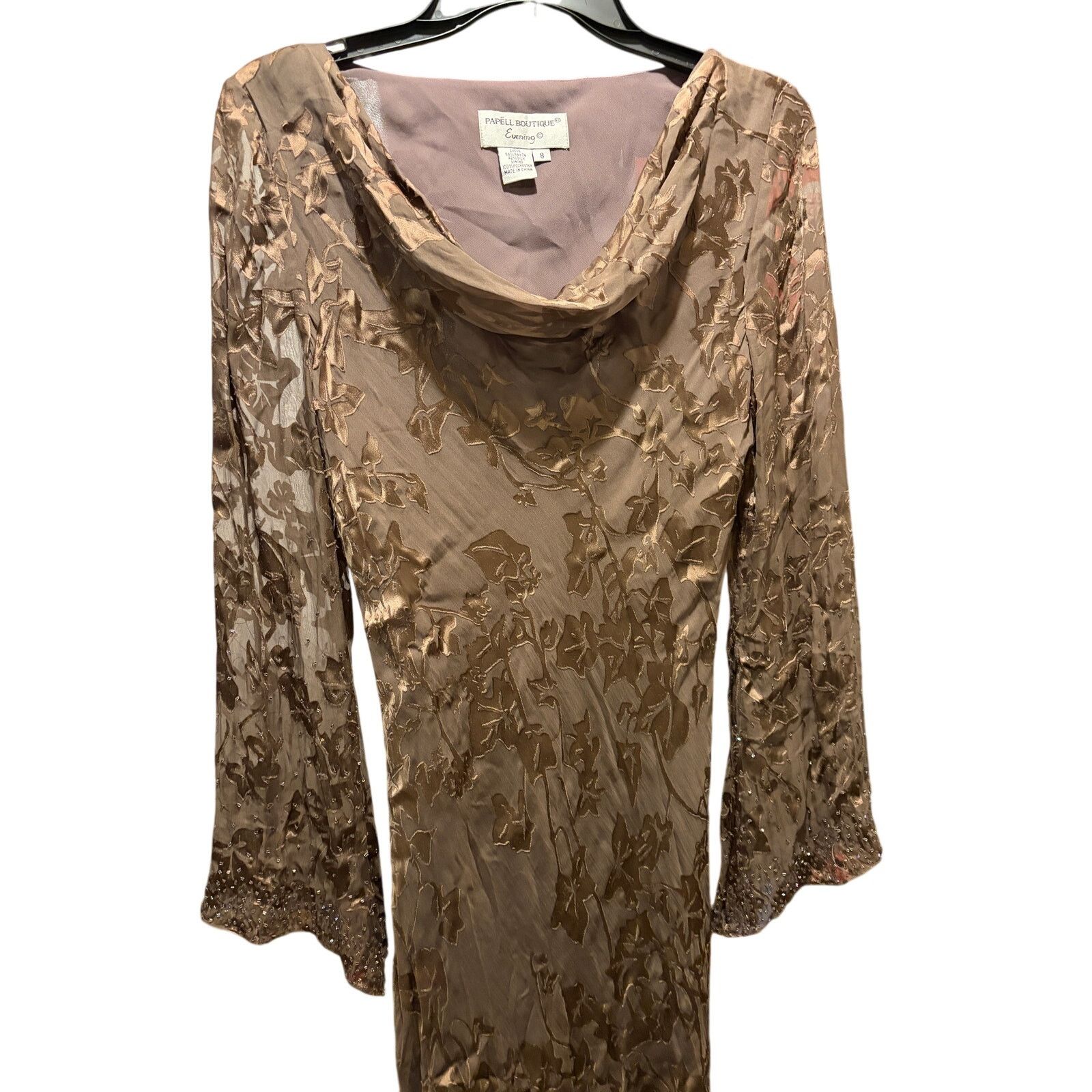 Adrianna Papell Papell Boutique Evening Cowl Neck Maxi Dress Gold Women 8 Size M / US 6-8 / IT 42-44 - 2 Thumbnail
