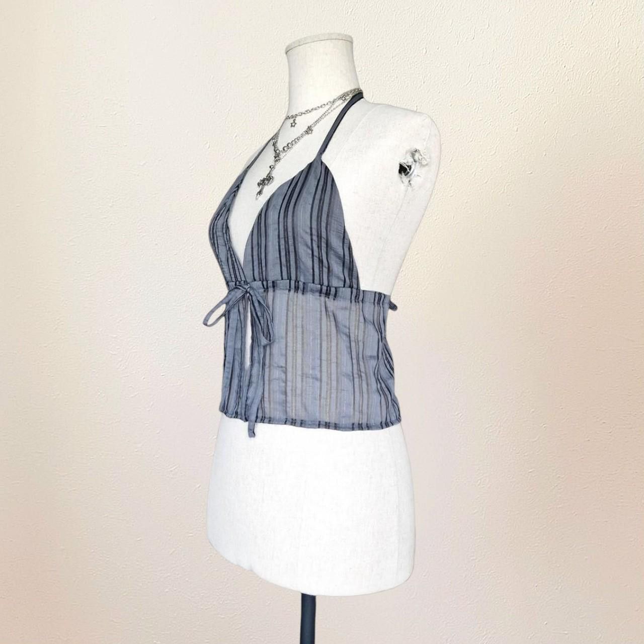 Cop Copine Striped Halter Top With Ties, gorpcore, utiltiy, mallgoth Size S / US 4 / IT 40 - 3 Thumbnail