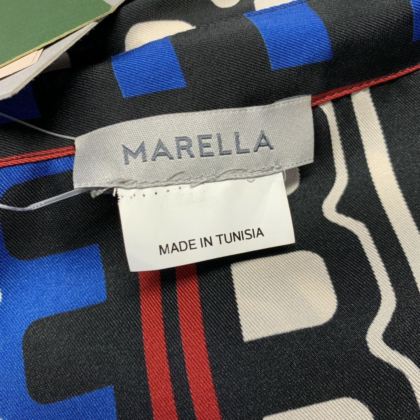 Marella MARELLA Black White & Navy Polyester Geometric Midi Dress Size S / US 4 / IT 40 - 5 Thumbnail