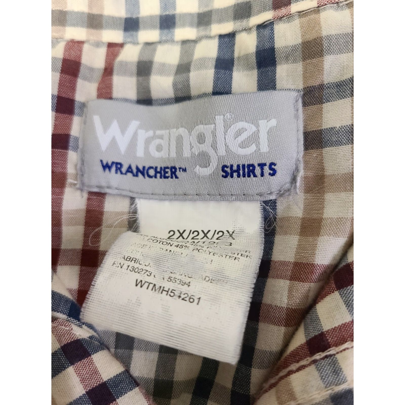 Wrangler Wrangler Wrancher Shirt Plaid Multicolor 2X Big & Tall Mens Short Sleeve Snap Button-Up Collared Shirt Size US XXL / EU 58 / 5 - 4 Thumbnail