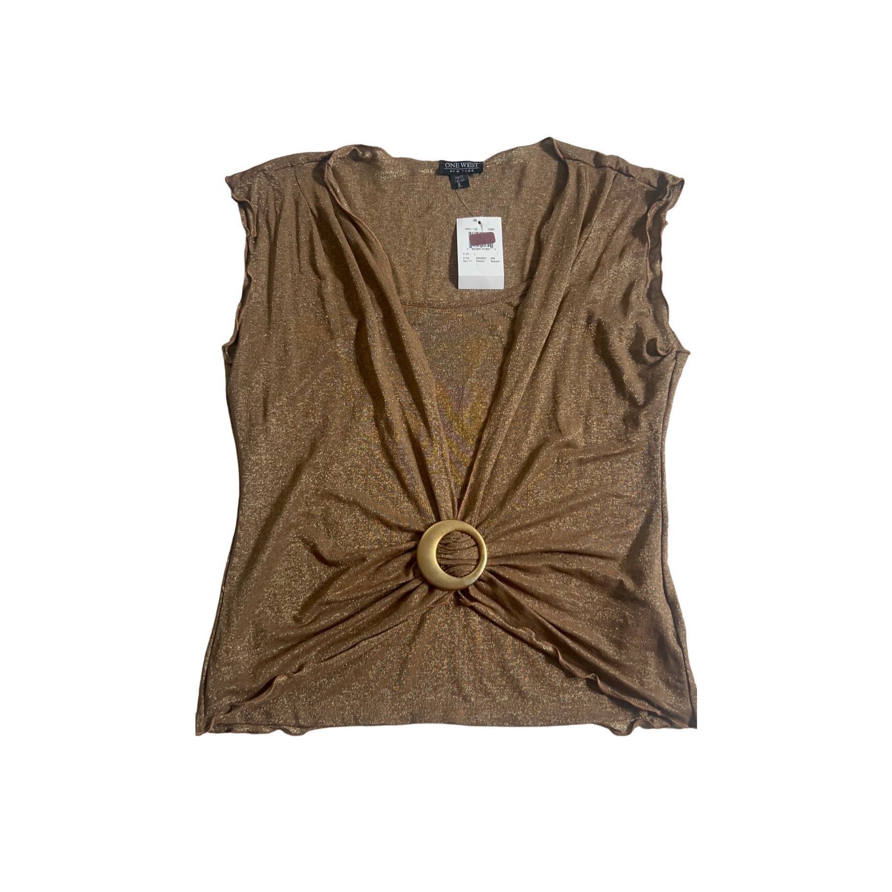 Vintage Vintage One West Brown Gold Top Large Size L / US 10 / IT 46 - 1 Thumbnail