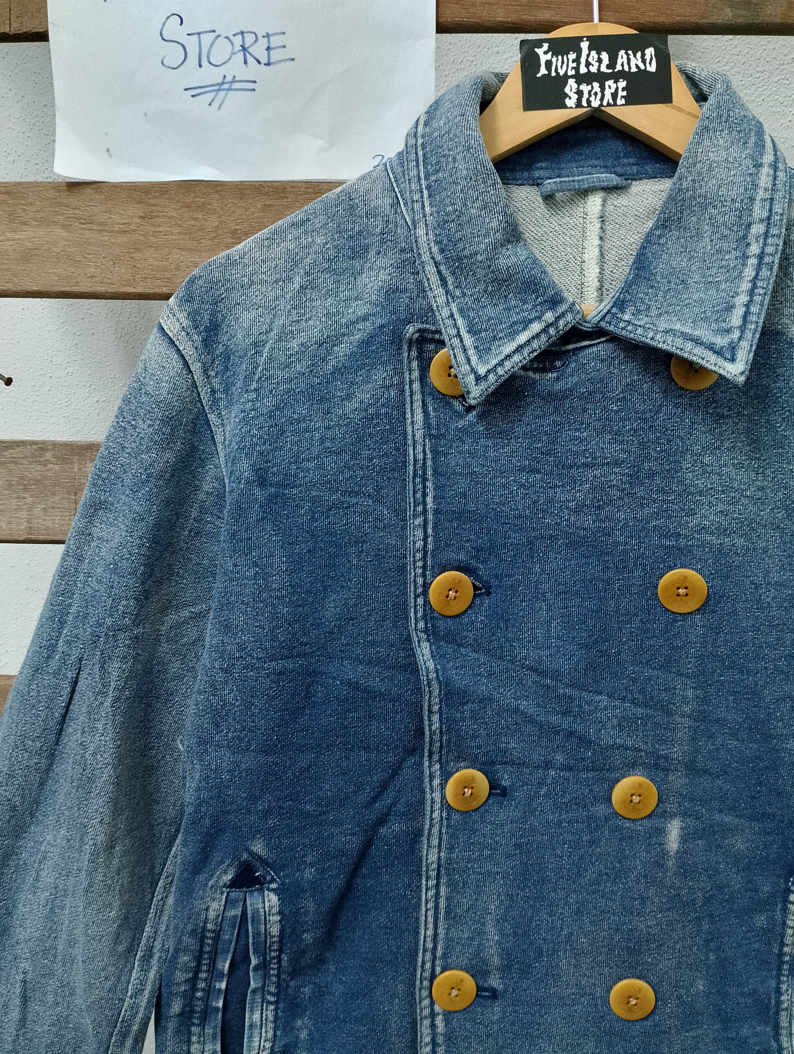 ABAHOUSE × Japanese Brand Abahouse Japanese Denim Pea Coat Distressed Wash Size US M / EU 48-50 / 2 - 2 Thumbnail
