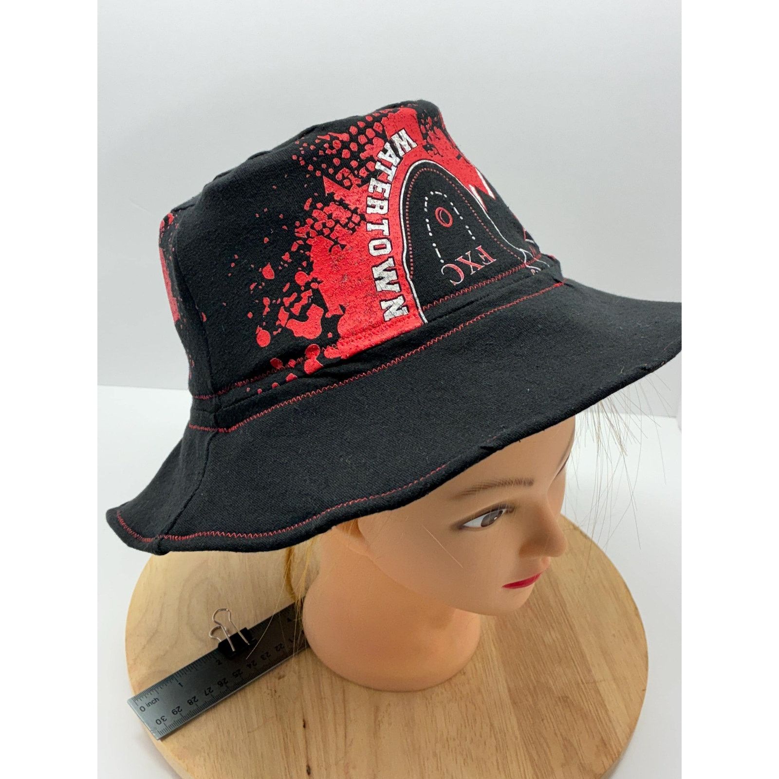 Other Upcycled Bucket Hat – Large (23") – Red & Black Graphic Size ONE SIZE - 7 Thumbnail