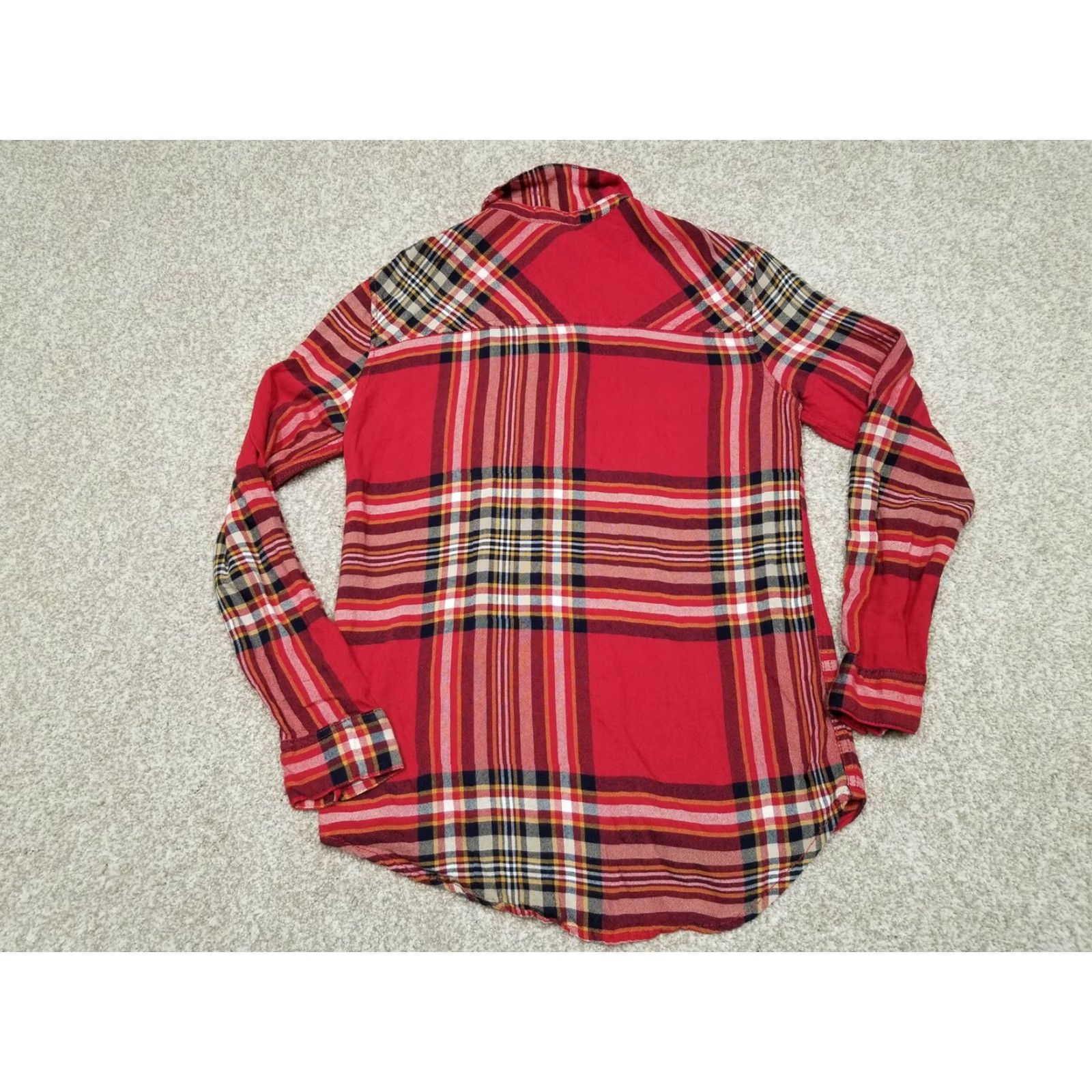 Garage Garage Top Womens XS Red 100% Rayon Plaid Long Sleeve Casual Shirt Size XS / US 0-2 / IT 36-38 - 5 Thumbnail
