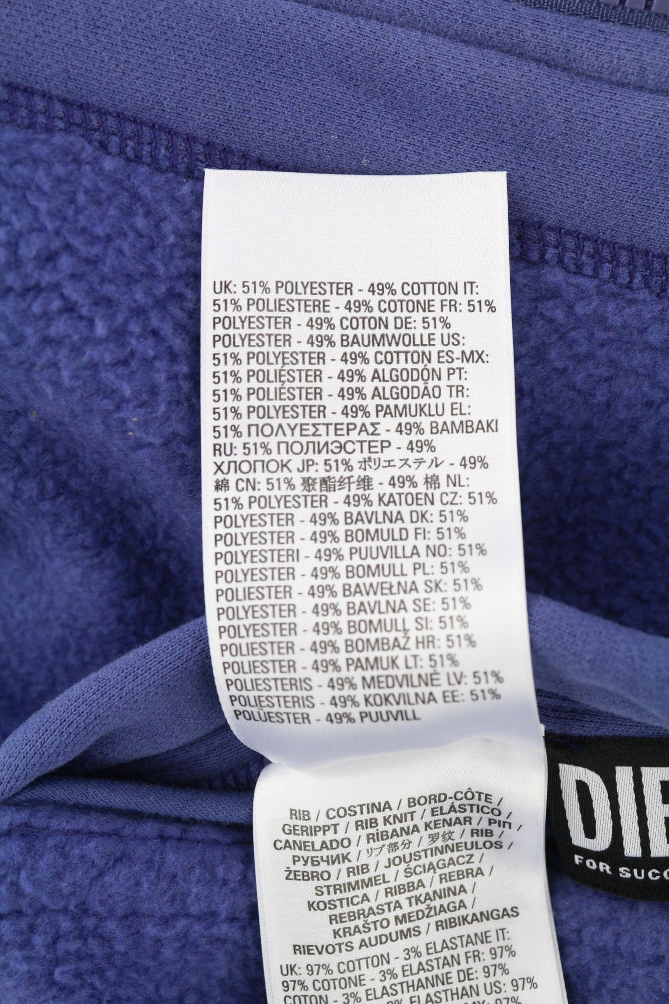 Diesel S-Rummes-Zip-Rev Men Hoodie M Blue Fleece 40111 Size US M / EU 48-50 / 2 - 9 Thumbnail