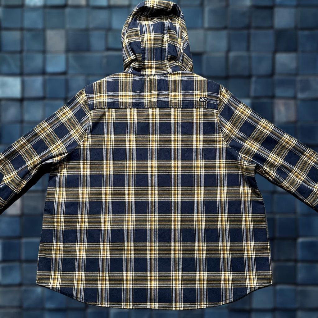 Vintage KLIM Ginny Mountain Midweight Stretch Flannel Hoodie Womens 2X Plaid Blue Tan Cardigan Casual Travel Fall Winter Spring 2X Womens Hooded Shirt Size XXL / US 16-18 / IT 52-54 - 1 Thumbnail