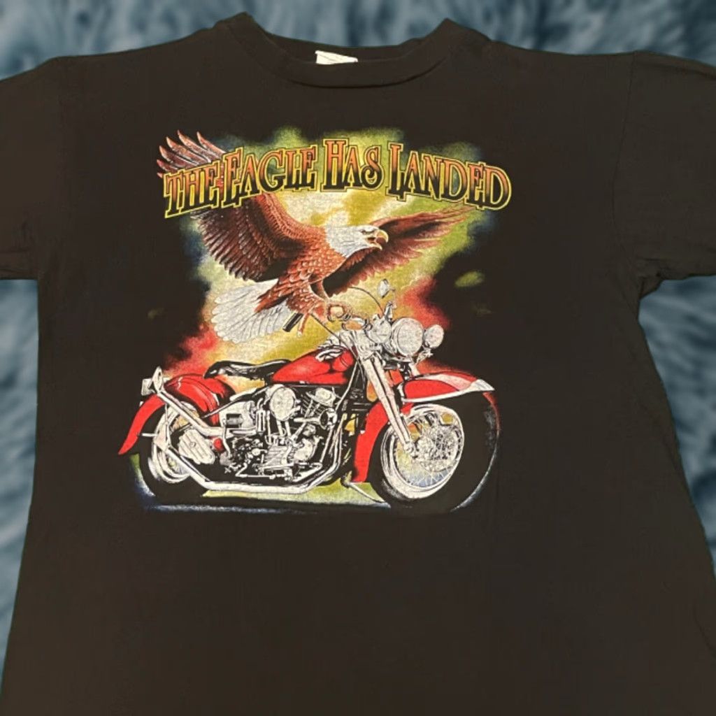 Vintage VINTAGE 90s Biker Eagle Has Landed Bike Week VTG Shirt Mens Size L USA Shirt Black Mens Size US L / EU 52-54 / 3 - 1 Thumbnail