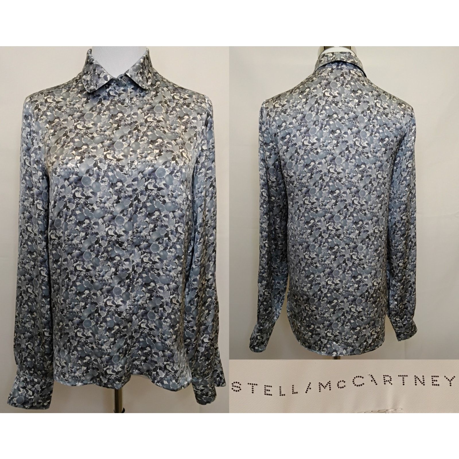 Stella McCartney Stella McCartney 100% Silk Blouse Women's 38 Blue & White Size XS / US 0-2 / IT 36-38 - 1 Thumbnail