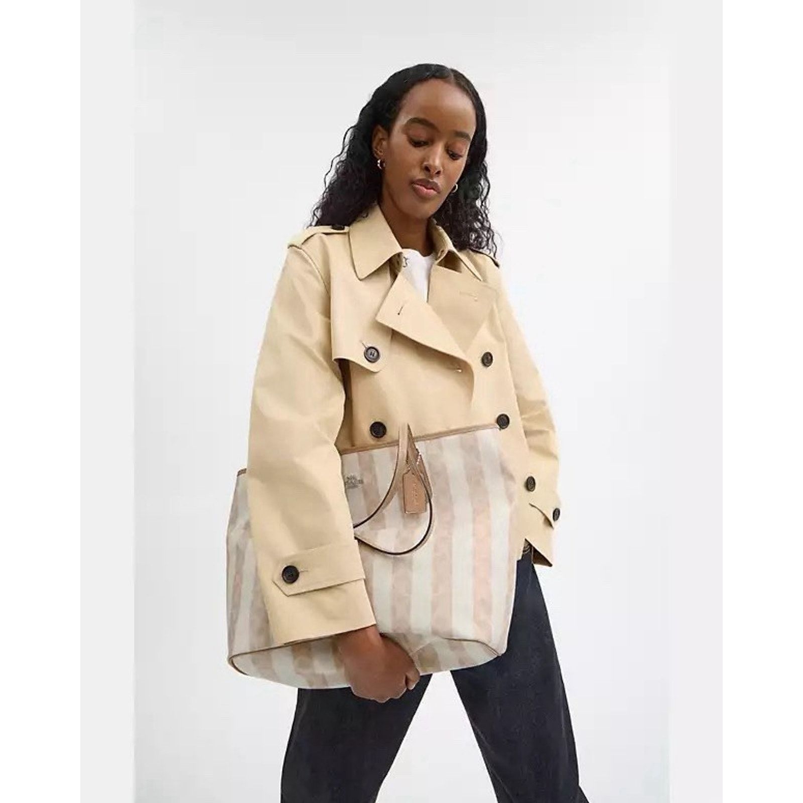 Coach NWT Coach Large City Tote Bag Signature Stripe CBI03 Tan Size ONE SIZE - 10 Thumbnail