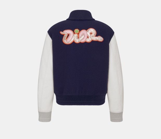 Dior o1w1db11025 513L438 Varsity Jacket in Blue/Beige Size US L / EU 52-54 / 3 - 2 Thumbnail