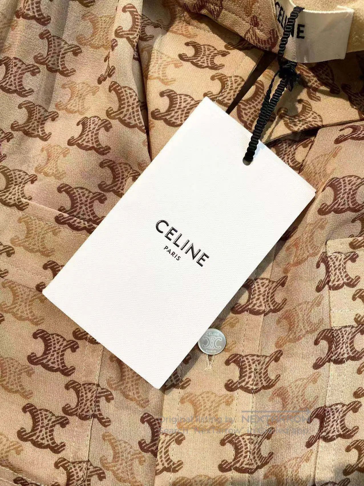 Celine Celine Full logo print mulberry silk short-sleeved top| Size 4XL / US 24-26 - 8 Thumbnail