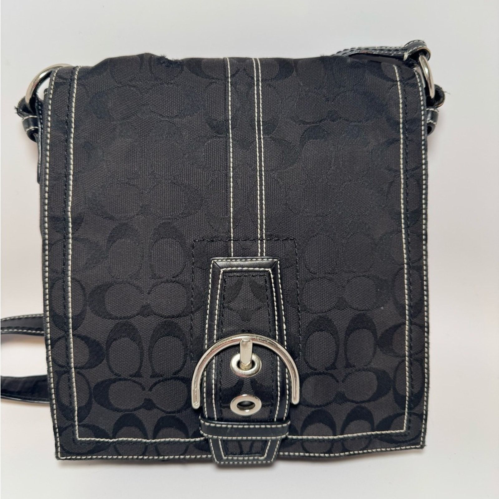 Coach Coach Signature Shoulder Bag Crossbody Black Monogram #10082 Size ONE SIZE - 1 Thumbnail