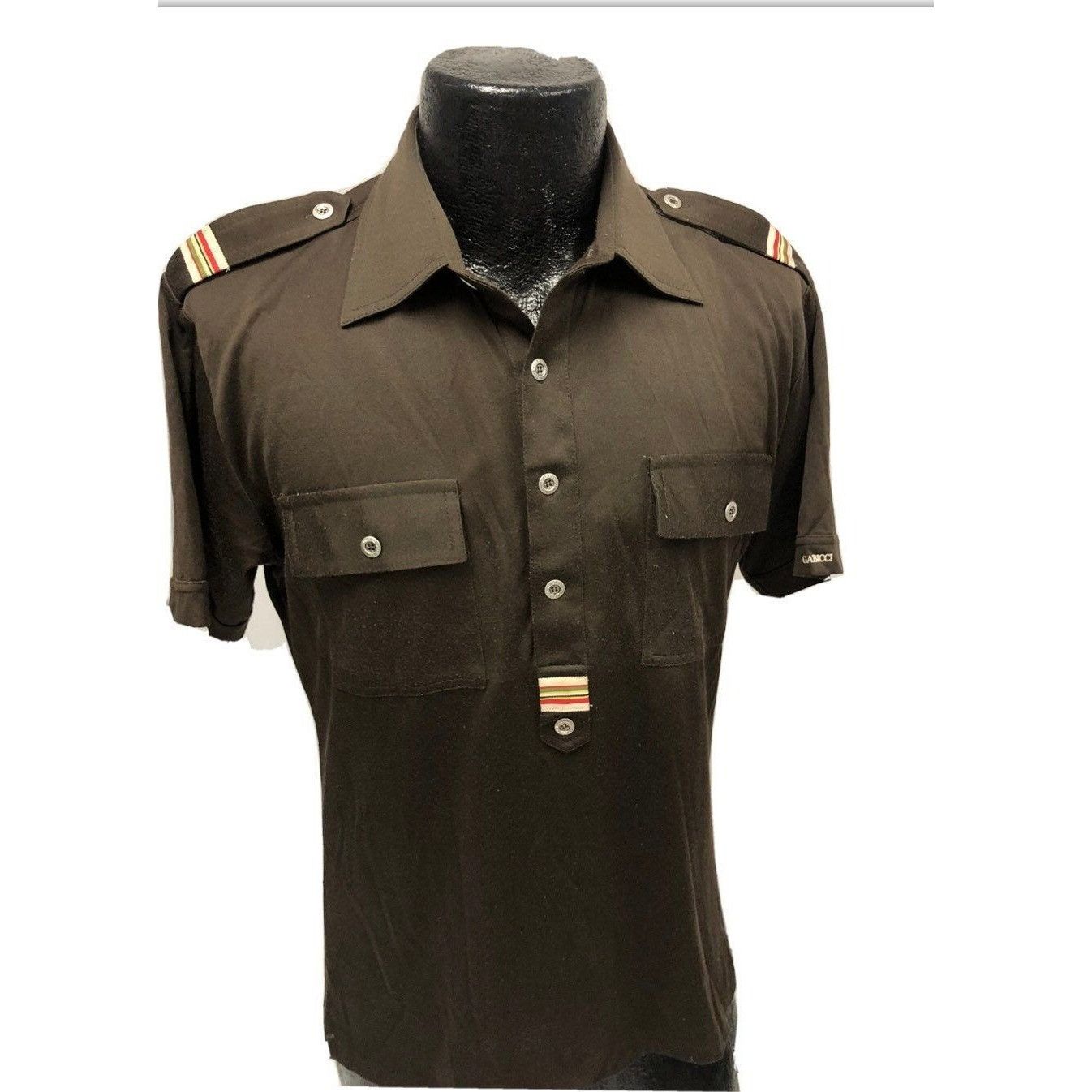 Gabicci Vtg Gabicci Brown Military Trim RETRO Polo Preppy Shirt Size US M / EU 48-50 / 2 - 1 Thumbnail