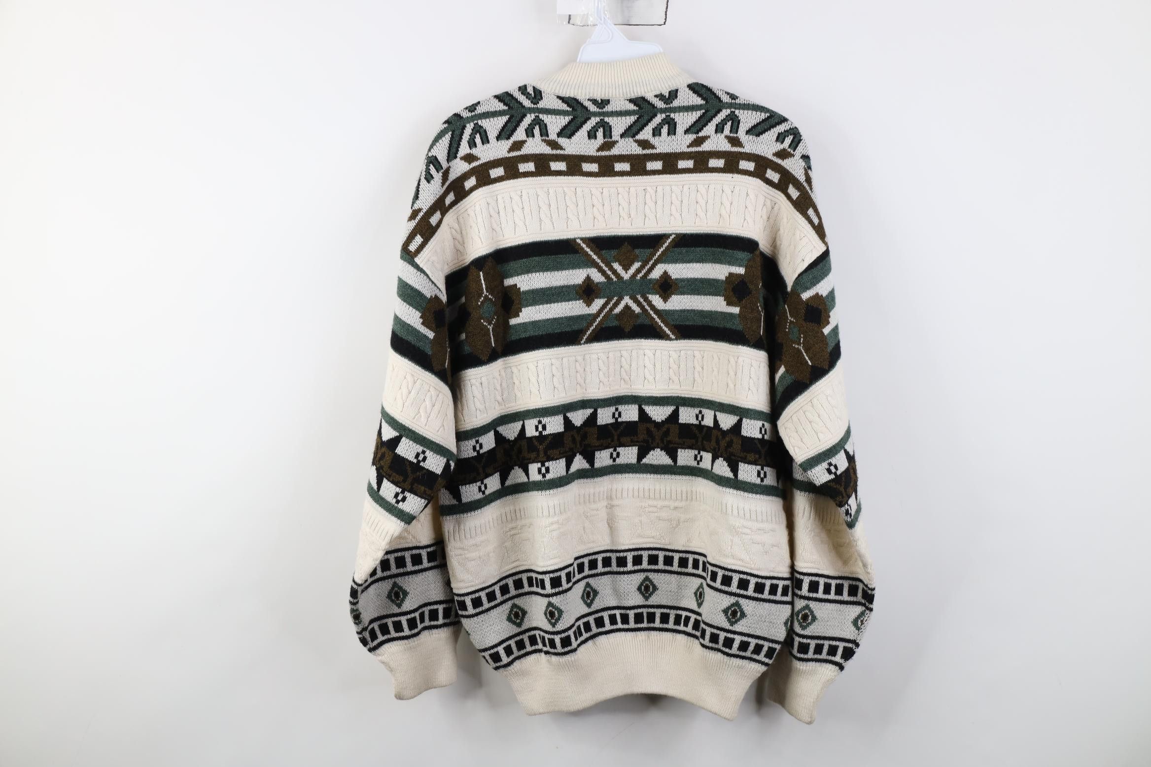 Vintage Vintage 90s Coogi Style Geometric Knit Mock Neck Sweater Size M / US 6-8 / IT 42-44 - 9 Thumbnail