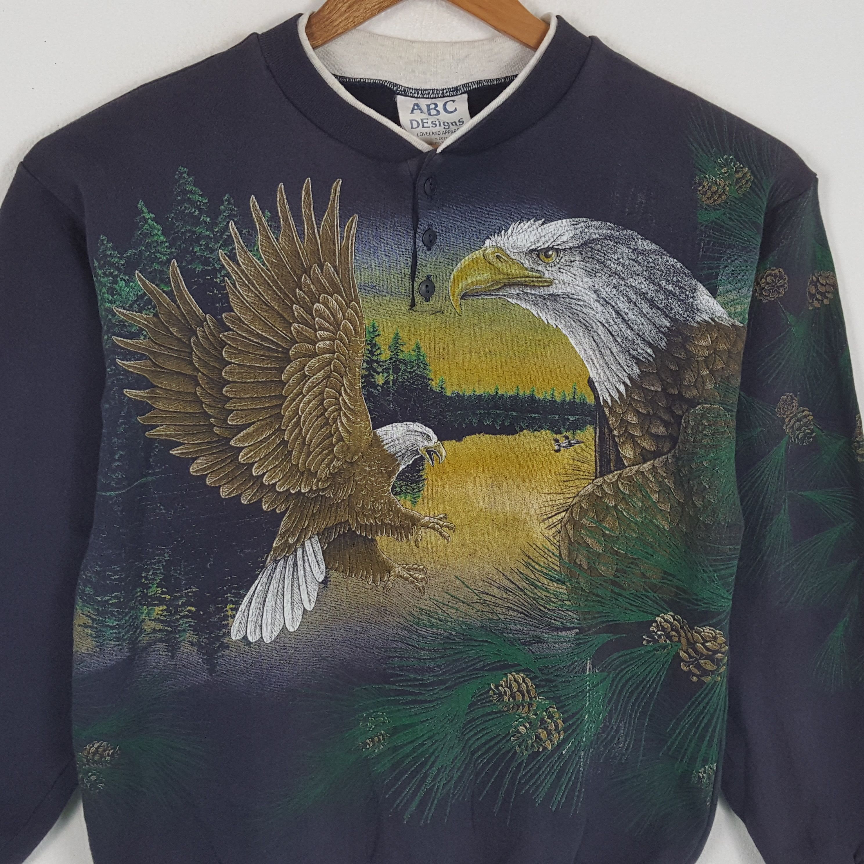 Vintage Vintage EAGLE ART Streetwear Full Print Style Sweatshirts Size US M / EU 48-50 / 2 - 2 Thumbnail