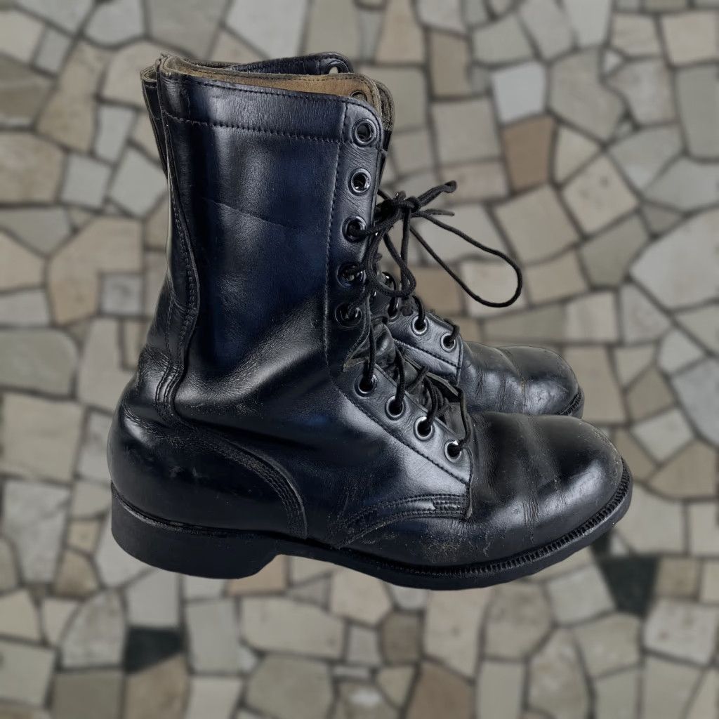 Genesco Mens 9N Black Leather Combat Vintage 1968 Military Work Boots Goth Punk Vintage genesco combat boots - Gem main image 4