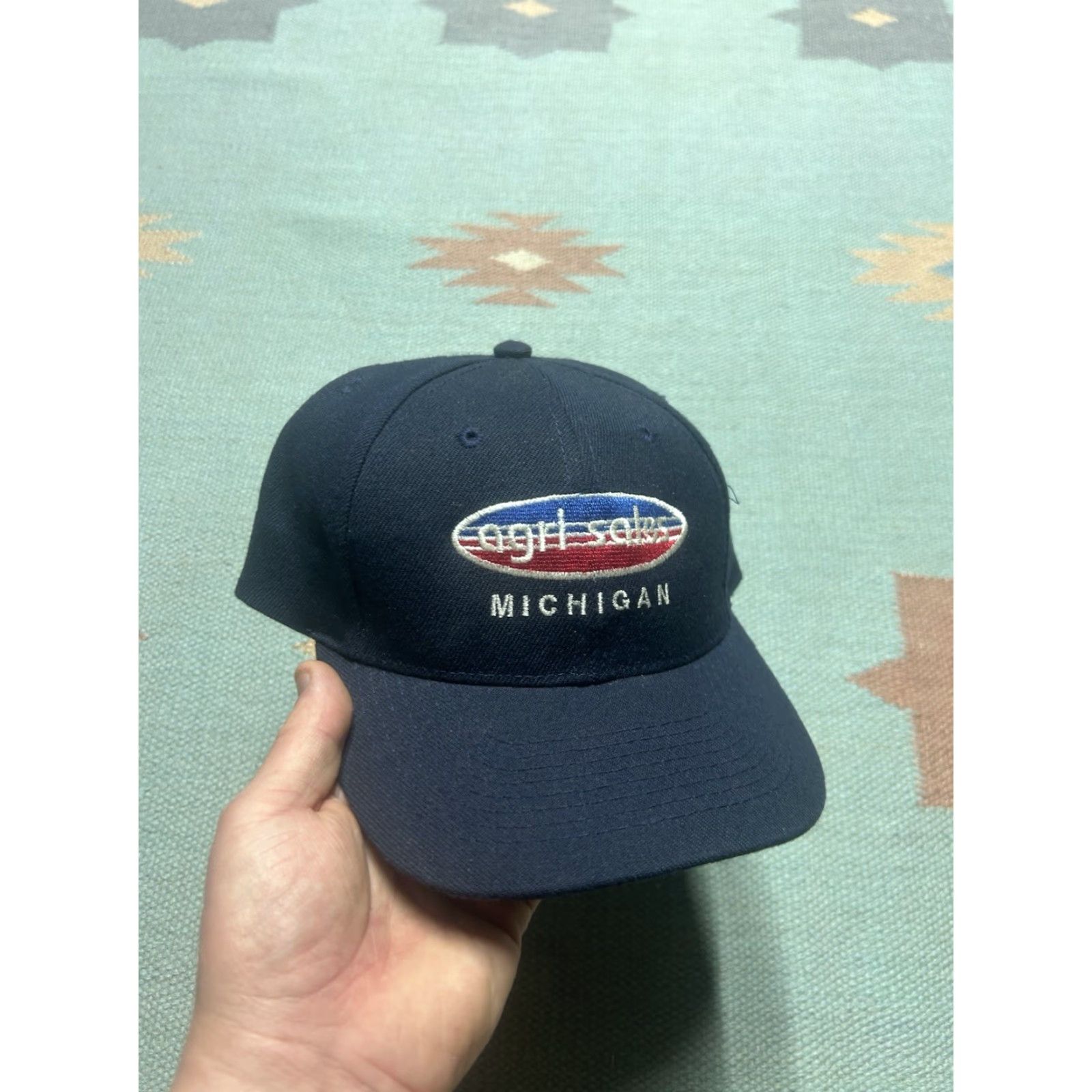 Vintage VINTAGE Unbranded SnapBack Hat Cap Adjustable Navy Blue Michigan the bean people farm Agri Sales Men Cap Hats Size ONE SIZE - 2 Thumbnail