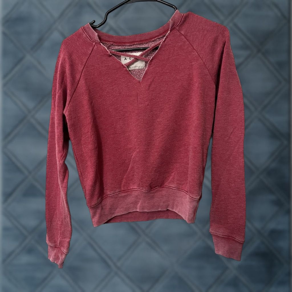 Vintage Aero Sweater Shirt Women XS V-Neck Mauve Pullover Quick Ship, Soft Knit, Pre-owned, Regular Size XS, Womens Pullover Sweater Size XS / US 0-2 / IT 36-38 - 1 Thumbnail