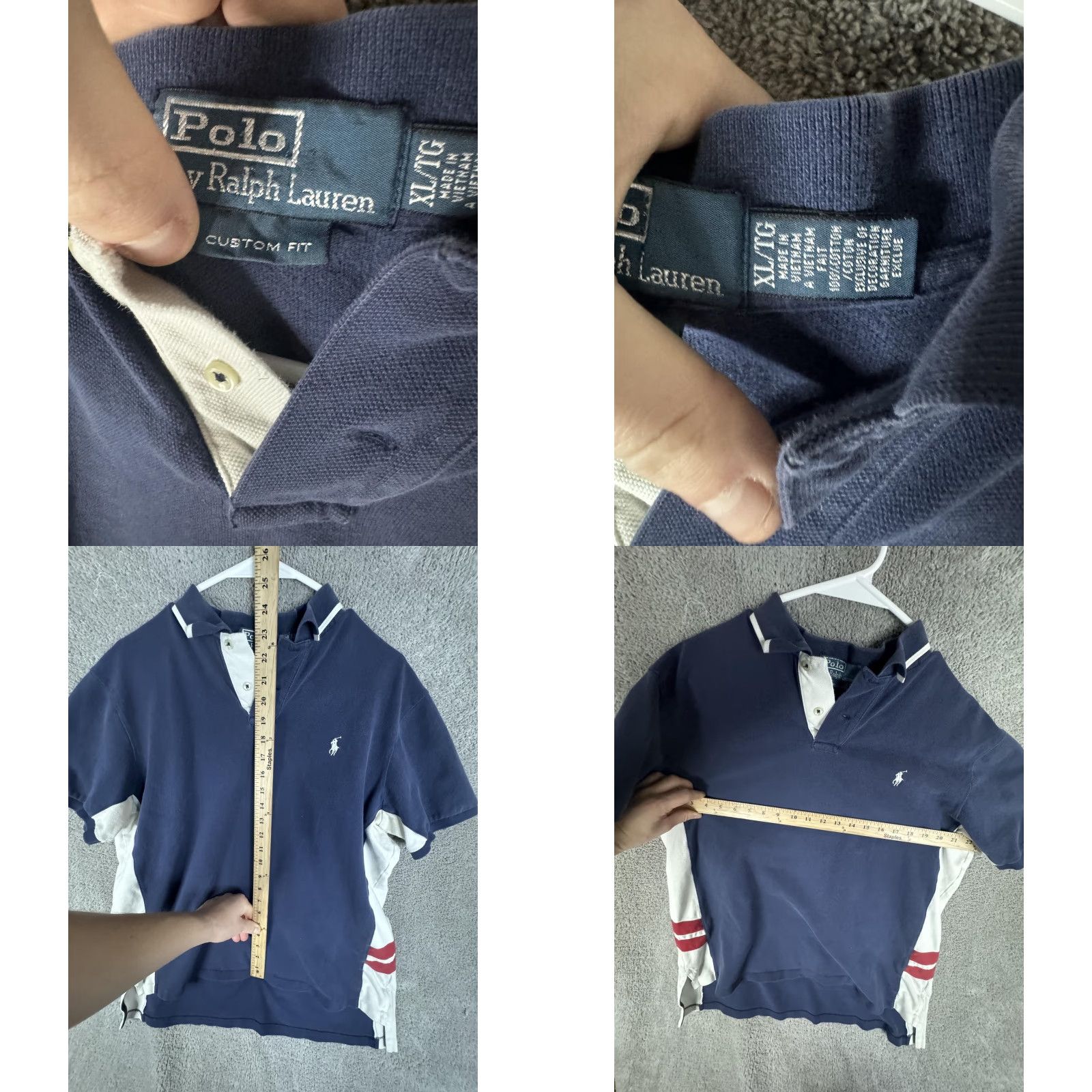 Polo Ralph Lauren Polo Ralph Lauren Polo Shirt Mens XL Navy White Custom Fit Red Stripes Short Slv Size US XL / EU 56 / 4 - 8 Thumbnail