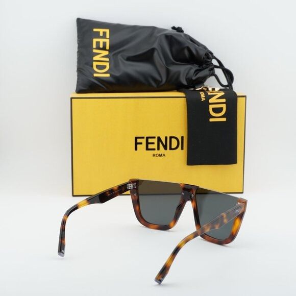 Fendi Fendi FE40136I 53A Sunglasses Havana Shield Frame, Grey Lens Size ONE SIZE - 12 Thumbnail